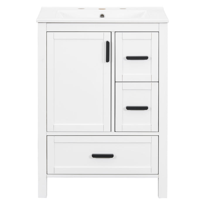 Bathroom Vanity With Sink, Soft-Close Doors, Double-Layer Shelf And 3 Drawers