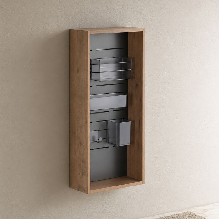 Wall Mounted Storage Cabinet With 4 Diy Accessories - Imitative Oak