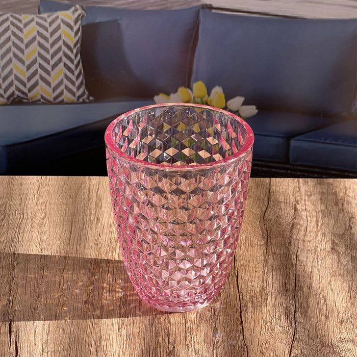 Leading Ware Diamond Cut Acrylic Glasses Drinking (Set of 4)