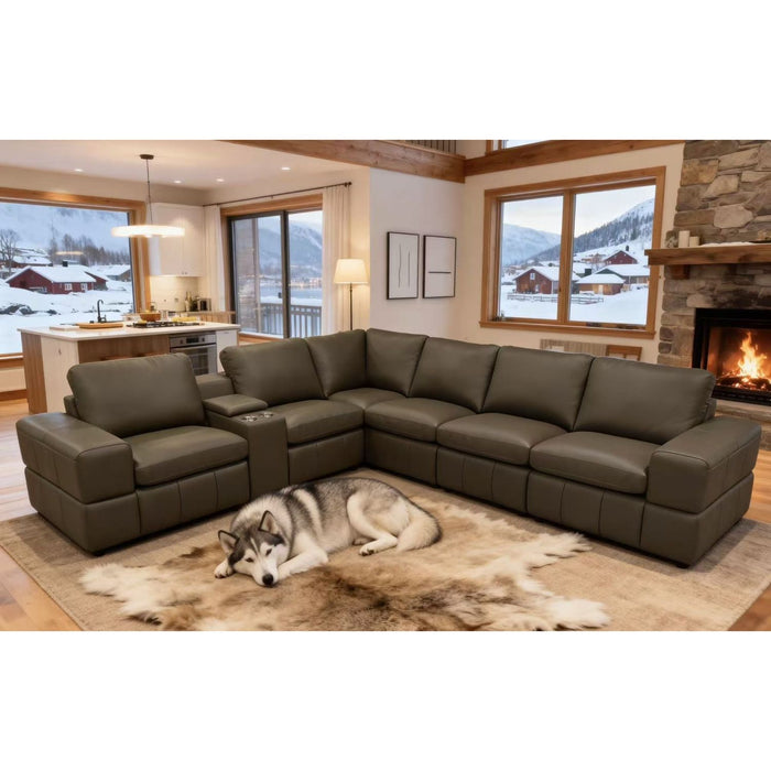 Large - Arm Upholstery Modular Sectional With Custom Configuration - Olive Green