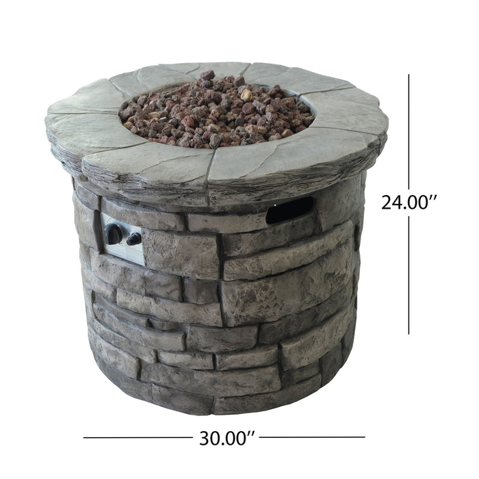 Contemporary Circular Fire Pit With 40, 000 Btu - Gray