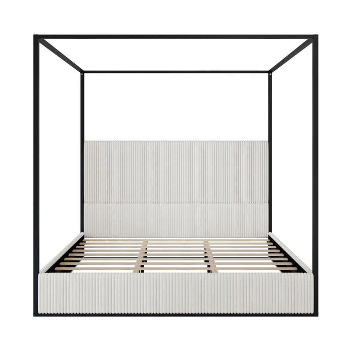 Canopy Bed With Tall Upholstered Headboard And 4 Poster