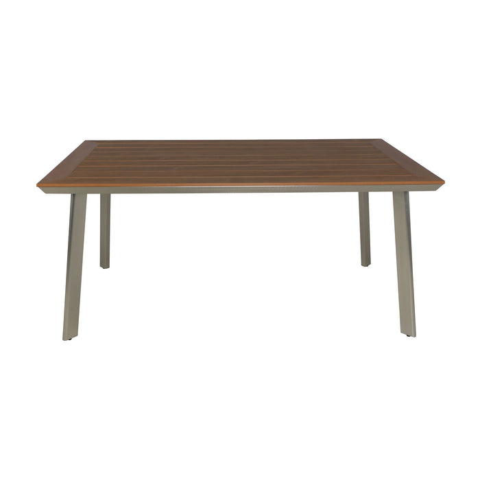 Outdoor Dining Table With Eucalyptus Wood Topped - Silver
