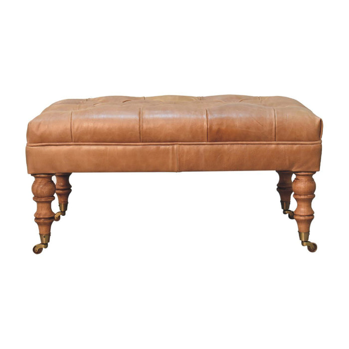 Buffalo - Leather Ottoman With Castor Legs