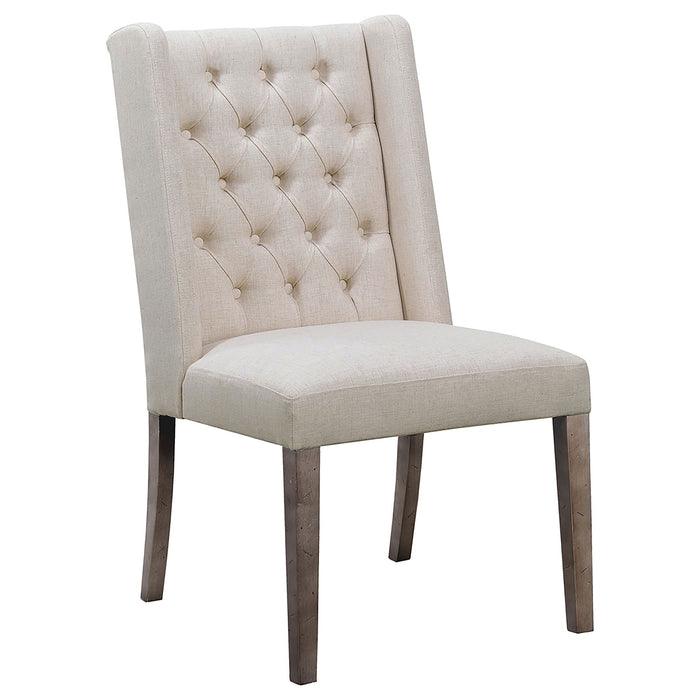 Lily - Upholstered Dining Side Chair (Set of 2) - Beige / Brown
