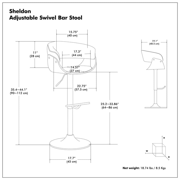 Sheldon - Upholstered Adjustable Swivel Bar Stool