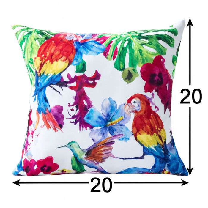 Tropical Parrot Outdoor & Indoor Pillow With Solarium - Multicolor