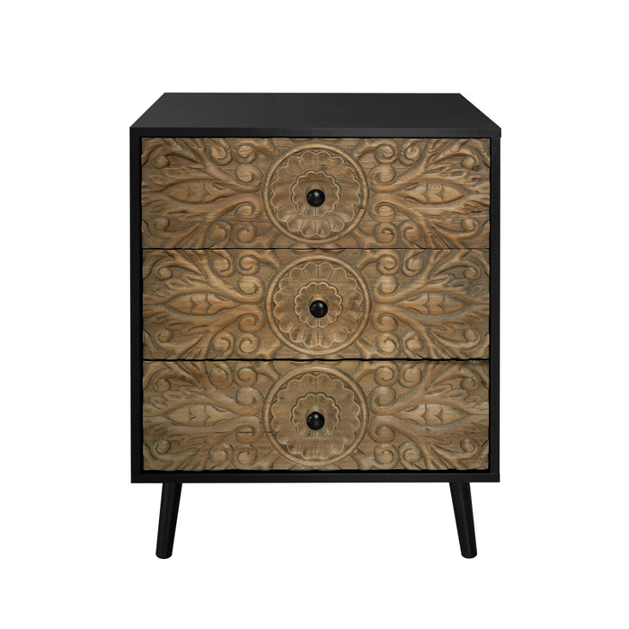 3 Drawer Cabinet, Suitable For Bedroom - Black