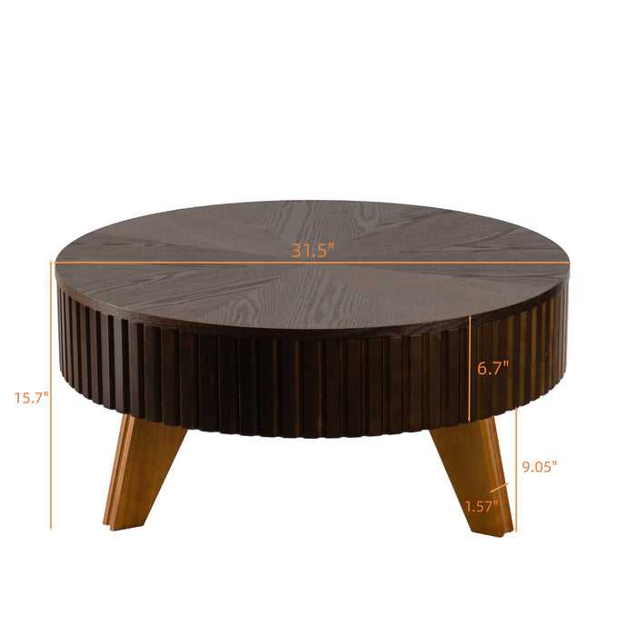 Round Retro Coffee With Solid Wood Legs