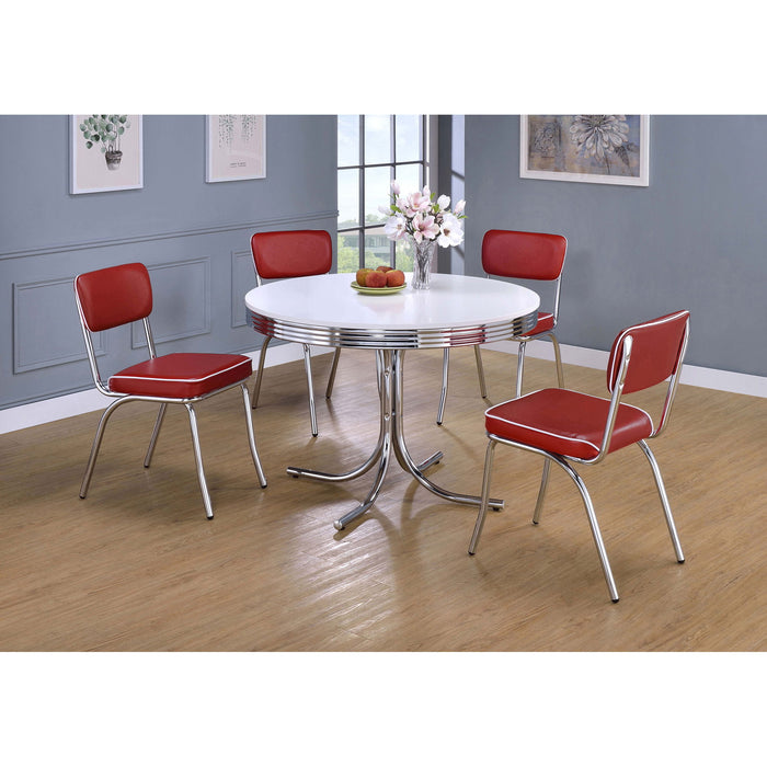 Parlisse - 5 Piece Round Dining Sets And Chairs - White