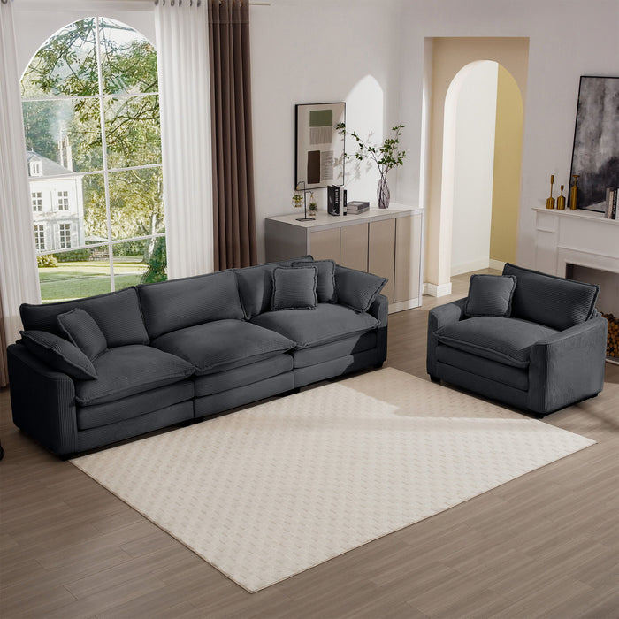 Elegant Corduroy Oversized Sectional Sofa Set With Deep Seats And Flexible Layout