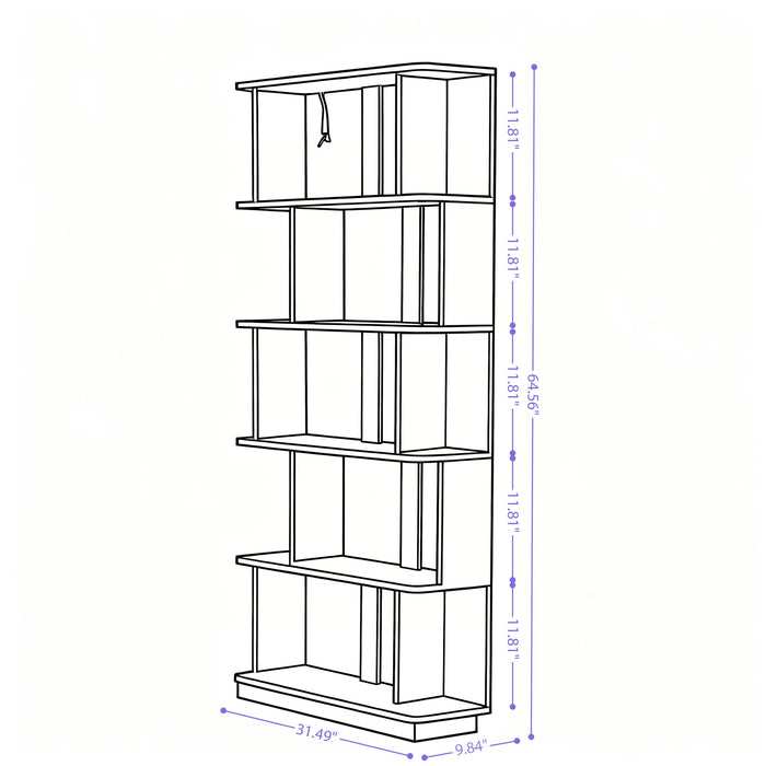 Modern 5 Tier Open Storage Bookcase