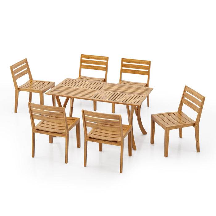 Outdoor 7 Piece Dining Set With Rectangular Table - Teak