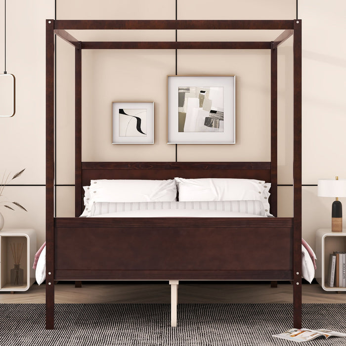 Canopy Platform Bed With Headboard And Footboard, Slat Support Leg