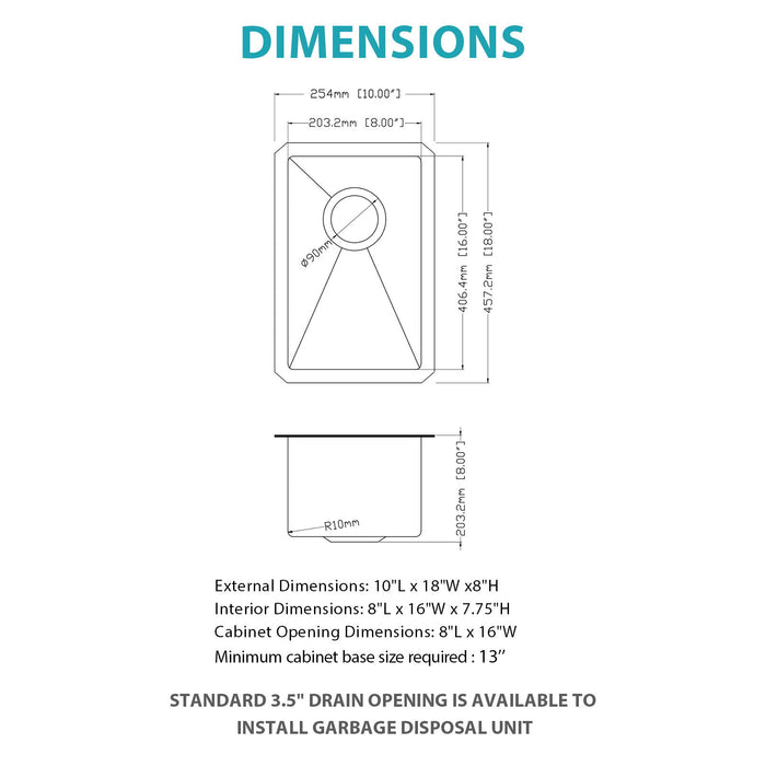 Undermount Steel Kitchen Sink, Deep Single Bowl Basin