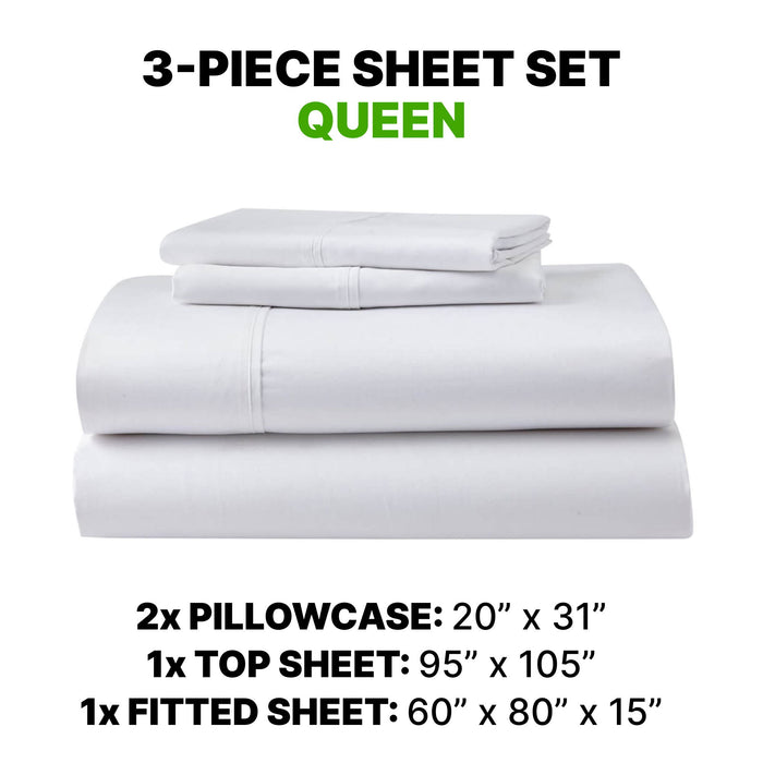 Sheet Set Luxurious Supima Cotton, Wrinkle Resistant, Breathable, With 2 Ghostgrip Band