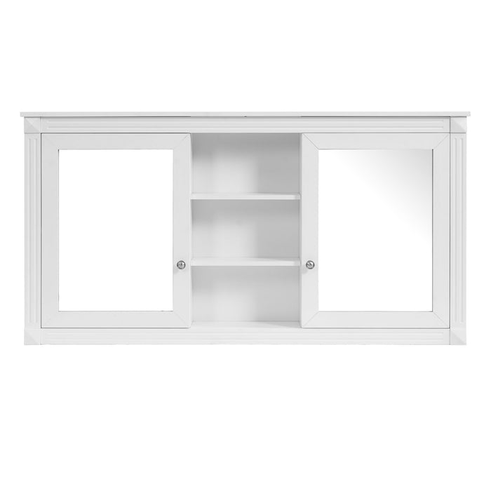 Modern Wall-Mount 2 In 1 Mirror Cabinet With Adjustable Shelves, Soft-Closing Hinges