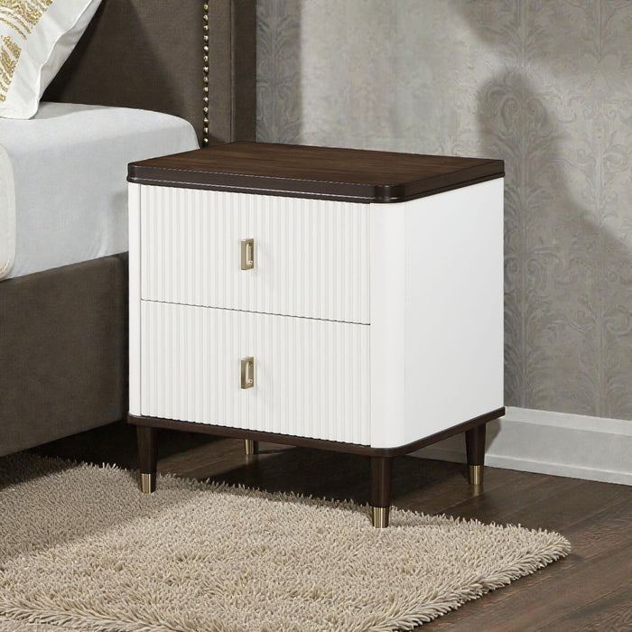Carena - Night Stand With USB - White / Walnut