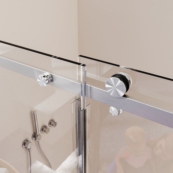 Frameless Single Sliding Shower Door, Sgcc Tempered Glass, Reversible
