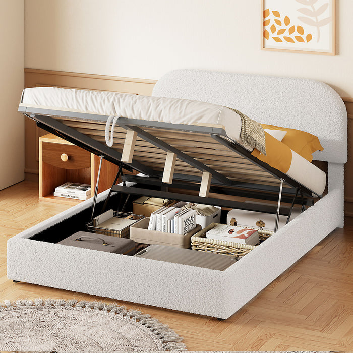 Upholstered Platform Bed With Hydraulic Storage System
