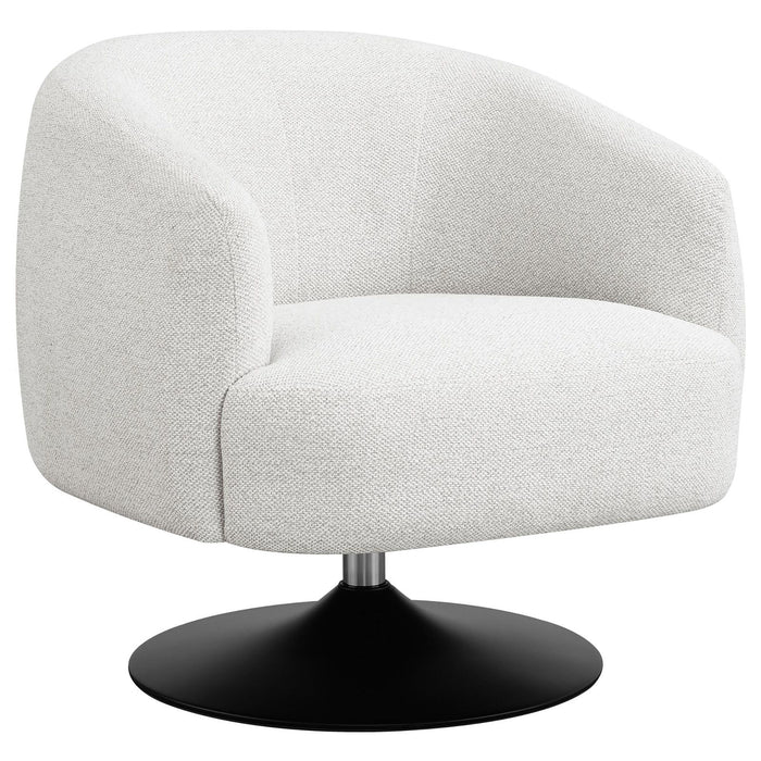 Upholstered Swivel Accent Chair, 360 Degree Rotation - Beige