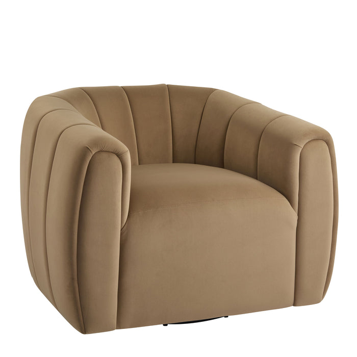 Serenizia - Upholstered Velvet Swivel Chair With Channel Tufted