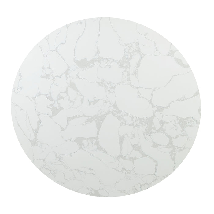 Clayten - Around Dining Table - Marble / Espresso