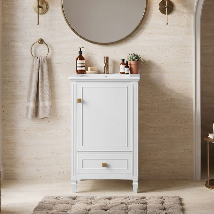 Freestanding Bathroom Vanity With Sink, Soft Closing Door, Drawer Storage - White