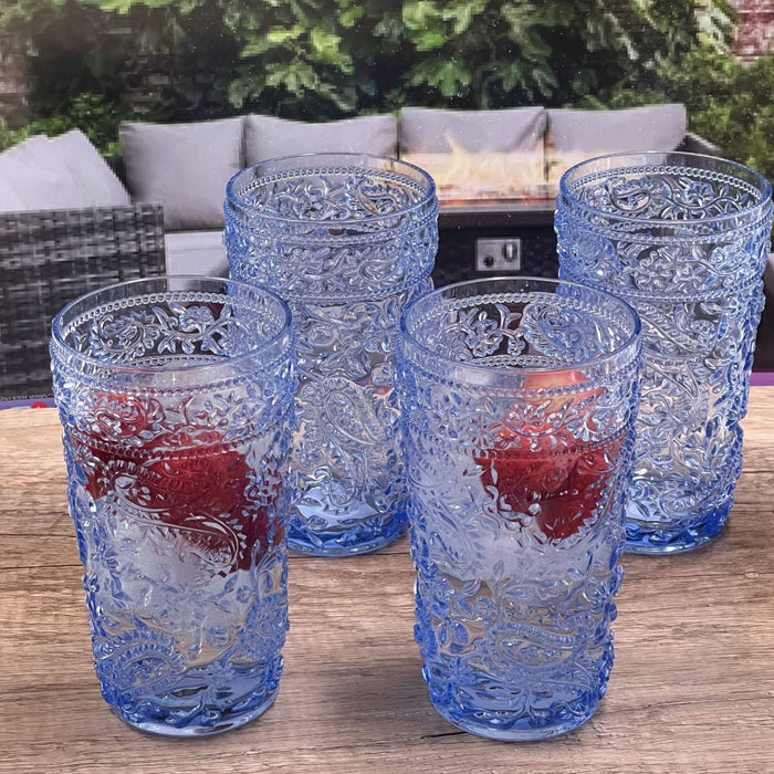 Paisley Style Acrylic Hi Ball Glasses (Set of 4)