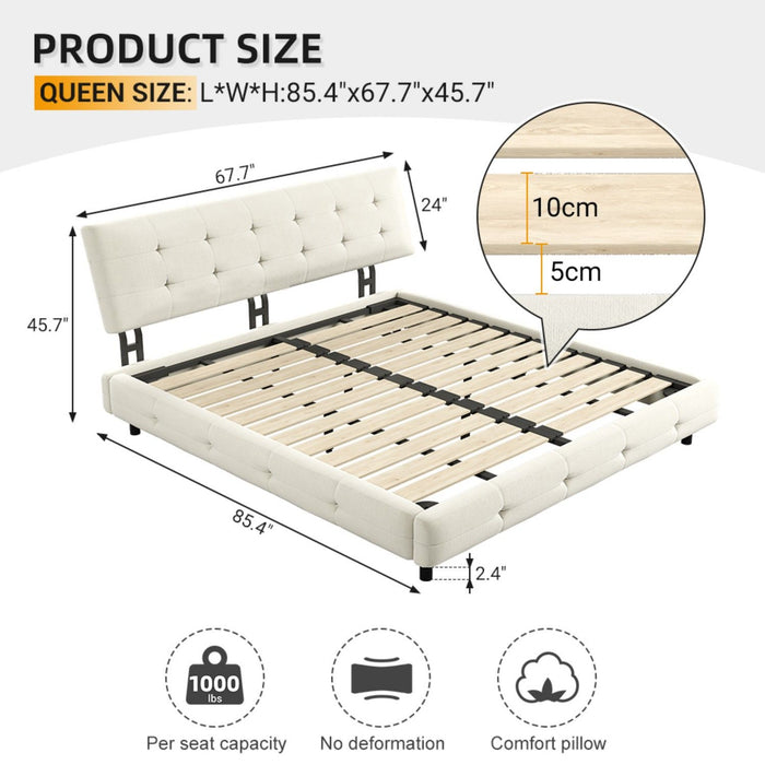 Tufted Headboard With Extra-Large Ultra-Soft Cloud Pillow Design