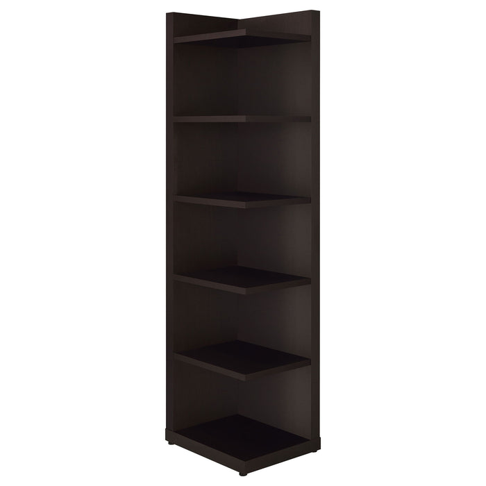 6 Tier Corner Bookcase - Cappuccino