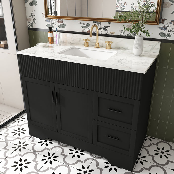 Bathroom Vanity Set, Soft Close Doors & Drawers, 3 Faucet Holes, Sink Included - Black