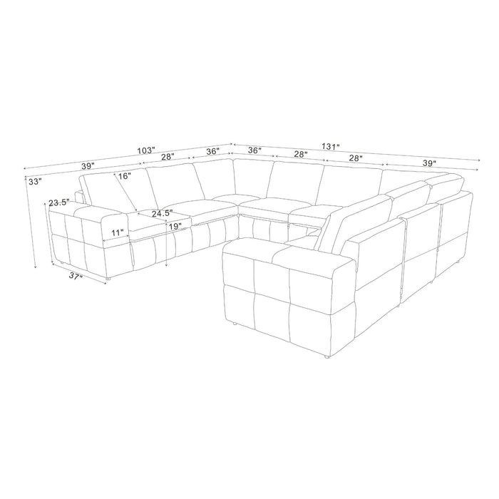 Modern Sectional Sofa With Large Square Arms