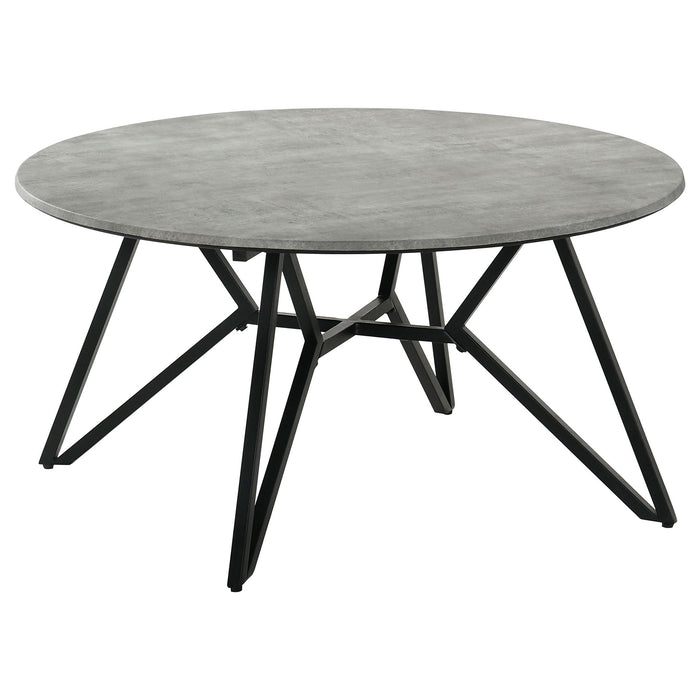 Travis - Round Top Coffee Table With Hairpin Legs - Gray / Black