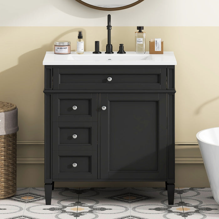 Bathroom Vanity With Top Sink, Storage Cabinet With 2 Drawers, Tip Out Drawer