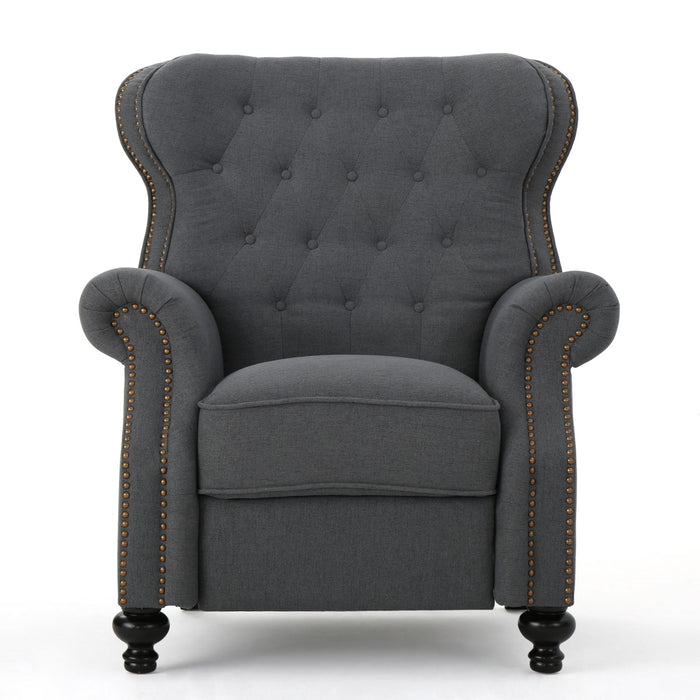 Accented Push Back Recliner Chair With Rolled Arms, Enjoy Cocooning Comfort