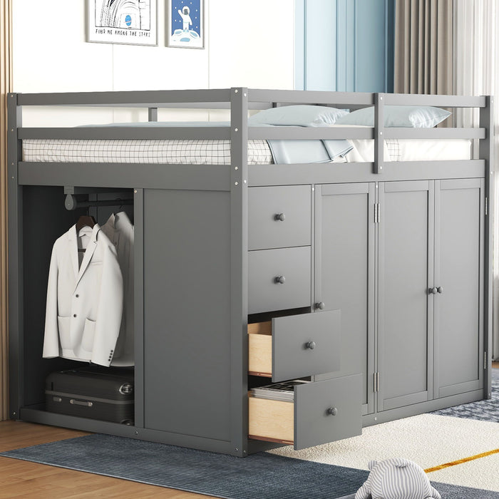 Loft Bed With Built In Wardrobes, Cabinets And Drawers