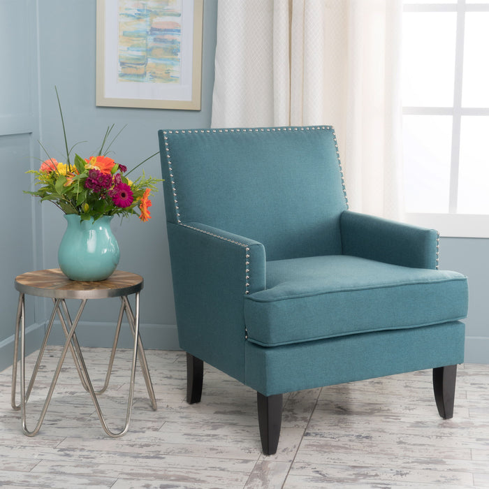 Serenada - Upholstered Fabric Club Chair With Nailhead Trim And Tapered Birch Legs