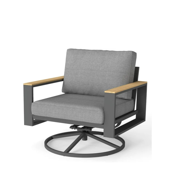 All Weather Swivel Patio Dining Chairs With Cushions - Gray