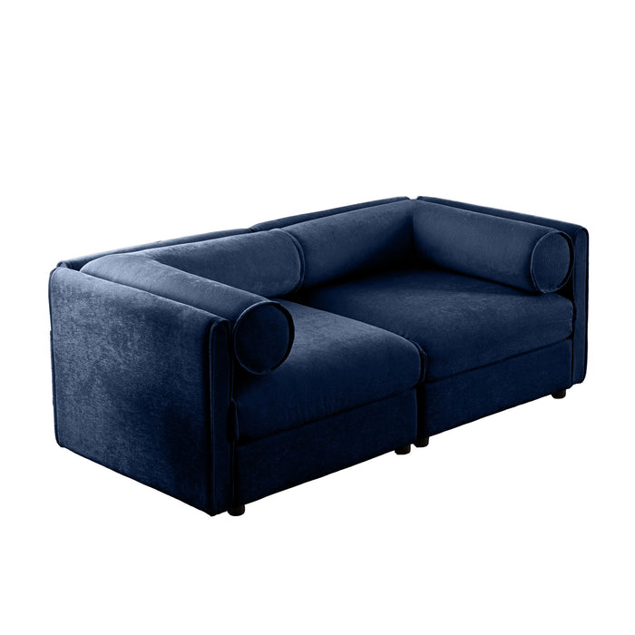 Stylish Chenille Sofa With Storage Seat And Cylindrical Backrest