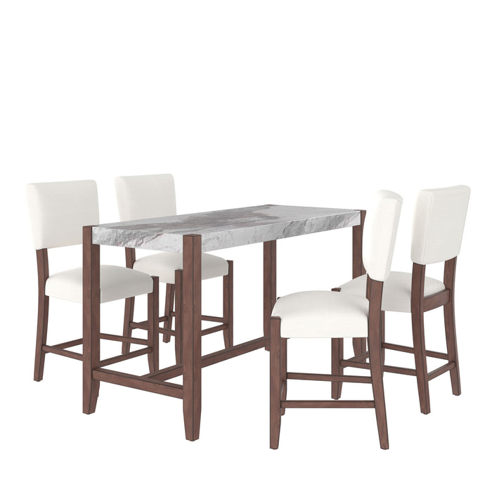 5 Piece Counter Height Dining Set With 4 Upholstered Chairs