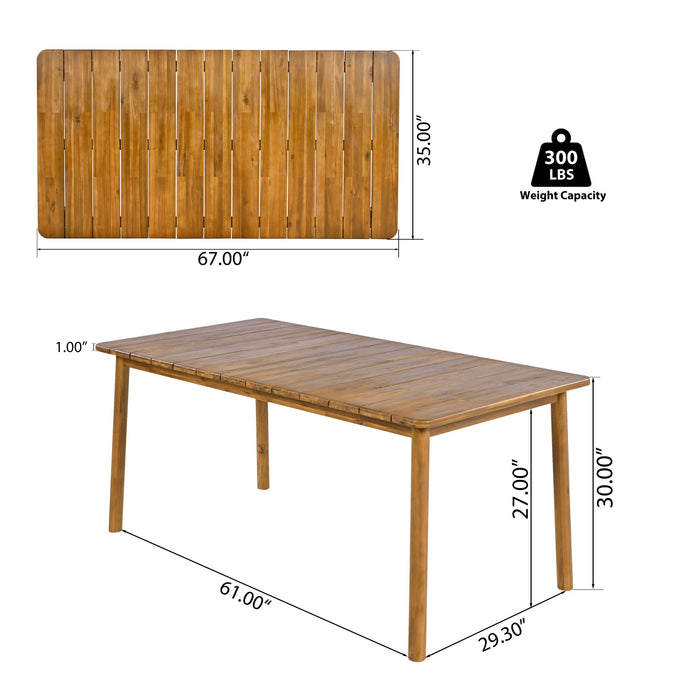 Amaris Outdoor Patio 7Pcs Acacia Wood Dining Set With Faux Wicker Chairs In Teak