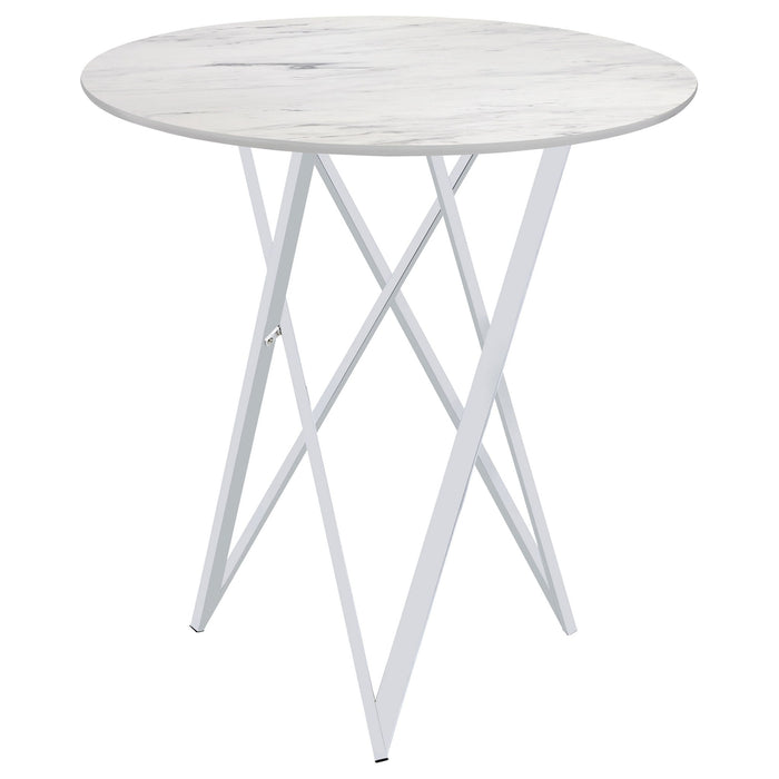 Halverson - Round Top Bar Table - White / Silver