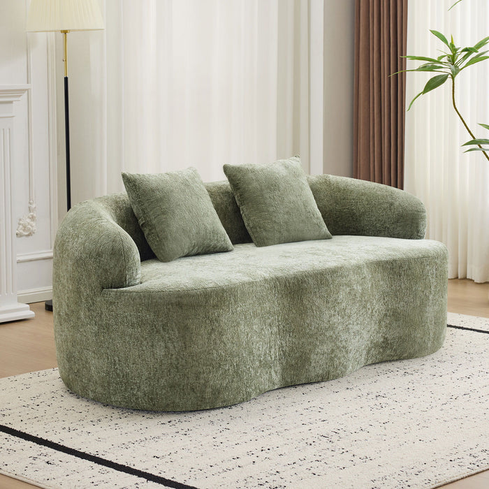 Curved Loveseat Sofa With Round Armrest