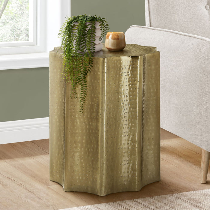 Drum Accent Side Table, Stylish Scalloped Design