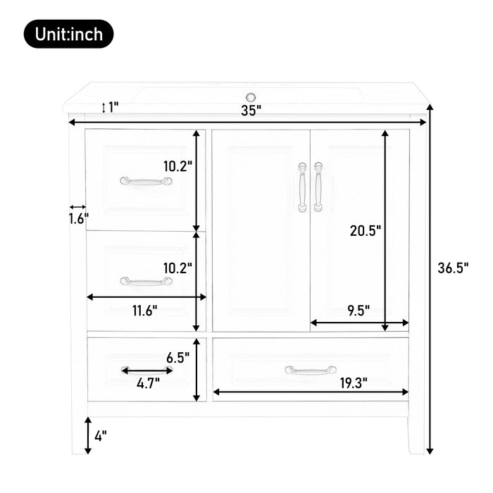 Bathroom Vanity With Sink, Soft Closing Doors & Drawers, Metal Handles