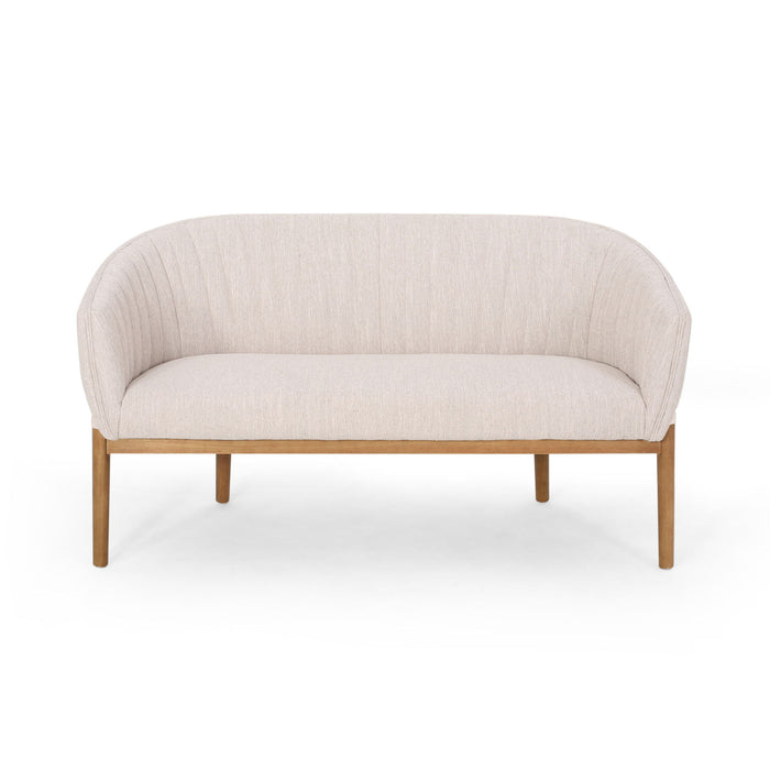 Mid Century Modern Loveseat With Channel Stitched Backrest