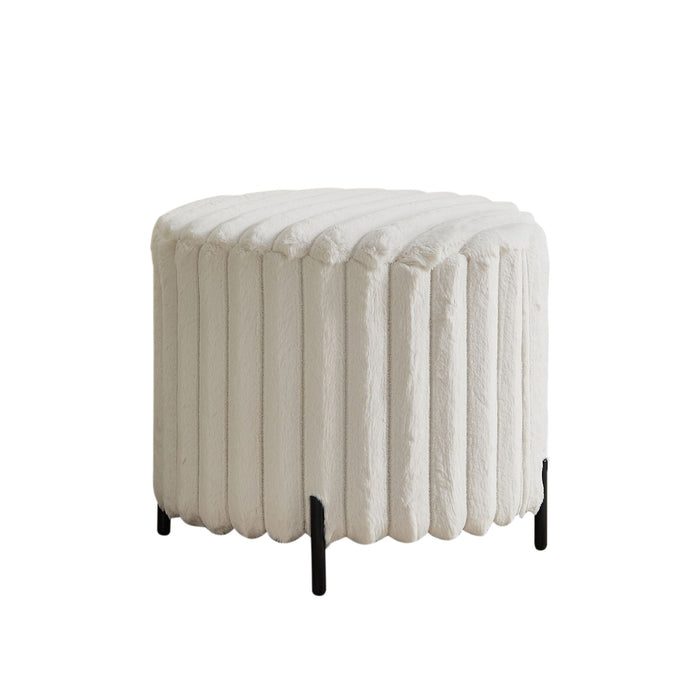 Wide Upholstered Round Pouf Ottoman Foot Rest
