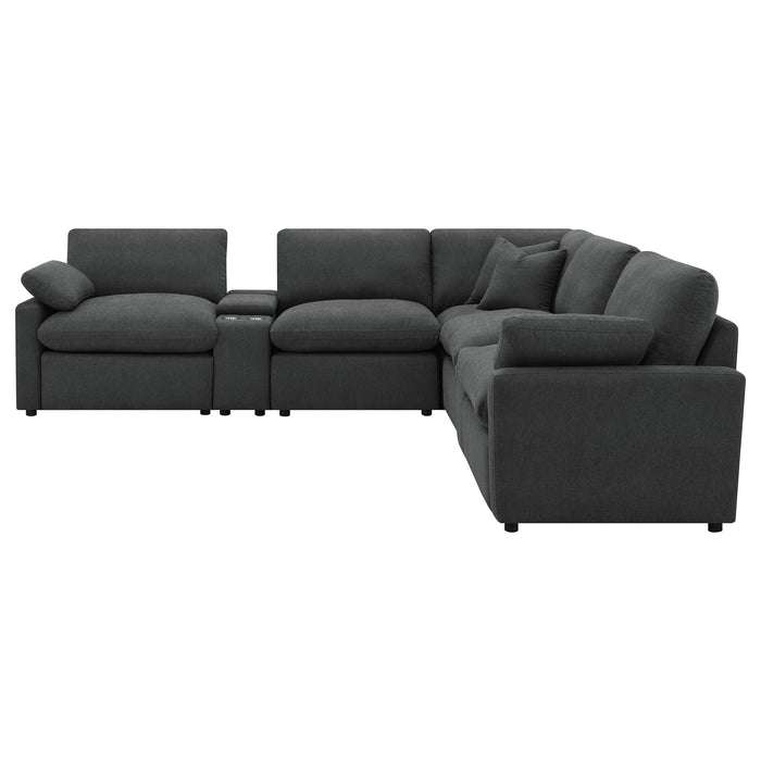 Modular Power Reclining With Lift Top Consoles, 7 Piece Configuration - Dark Gray