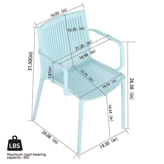 4 Modern Stackable Armchair Matched With Long Table